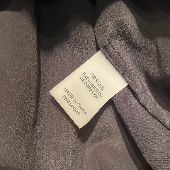 Chelsea & Walker 8 Silk Blouse | Black Sheer Panels, Grommet Sleeve, NWT $268 - Picture 6 of 11